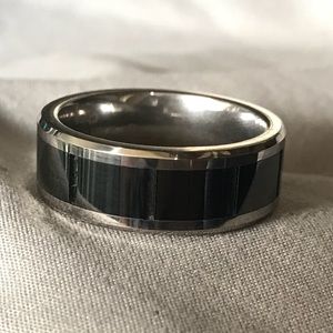 Men’s tungsten carbide notched ring